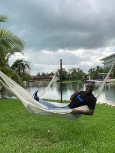 Kyle chilling at an all-inclusive resort in Cancun